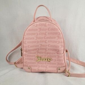 JUICY COUTURE Pink Monogram Logo Mini Backpack Gold Hardware Adjustable Straps
